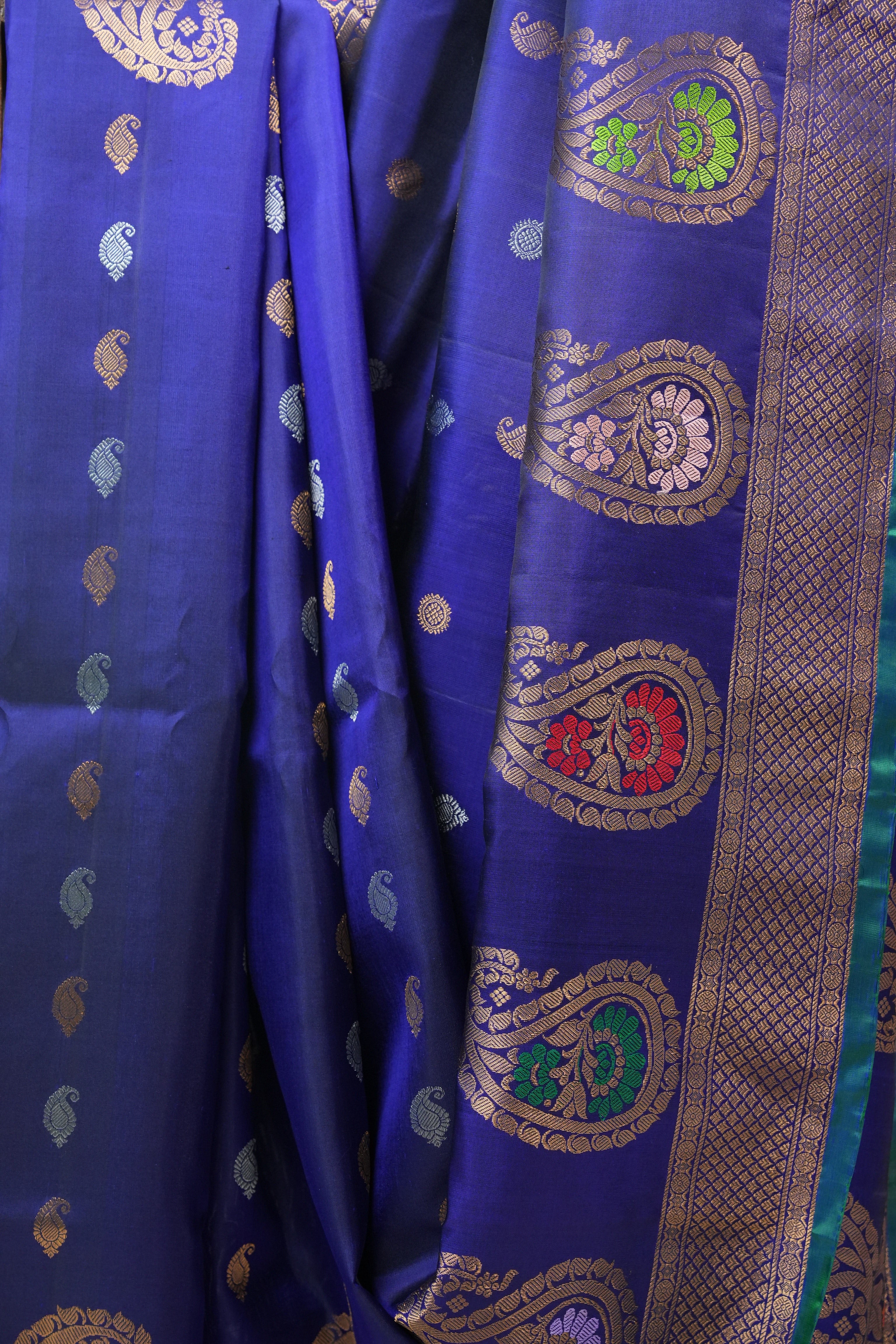 Blue Gadwal Silk Saree - SRBGSS498