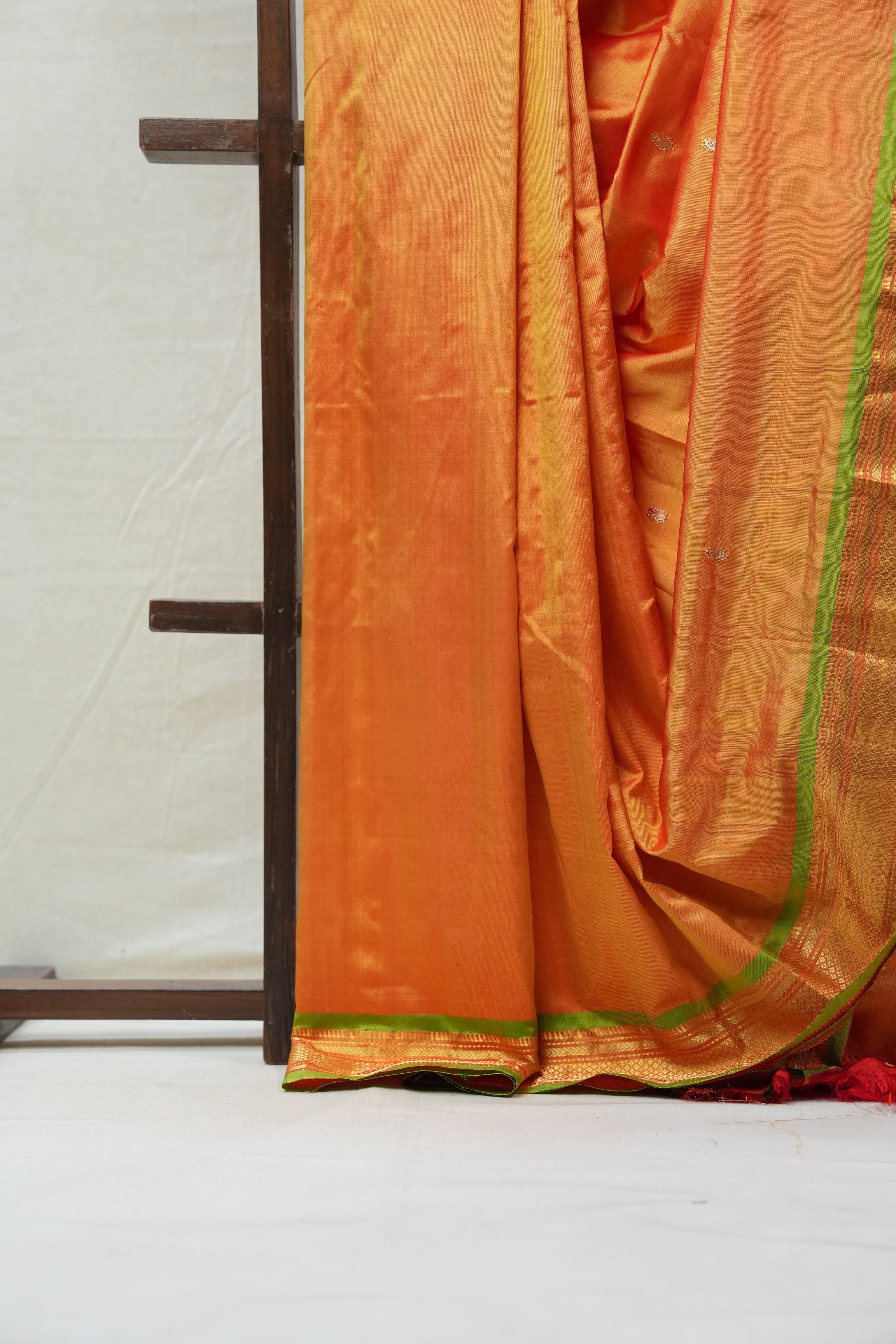 Orange Silk Paithani Saree - SROSPS668