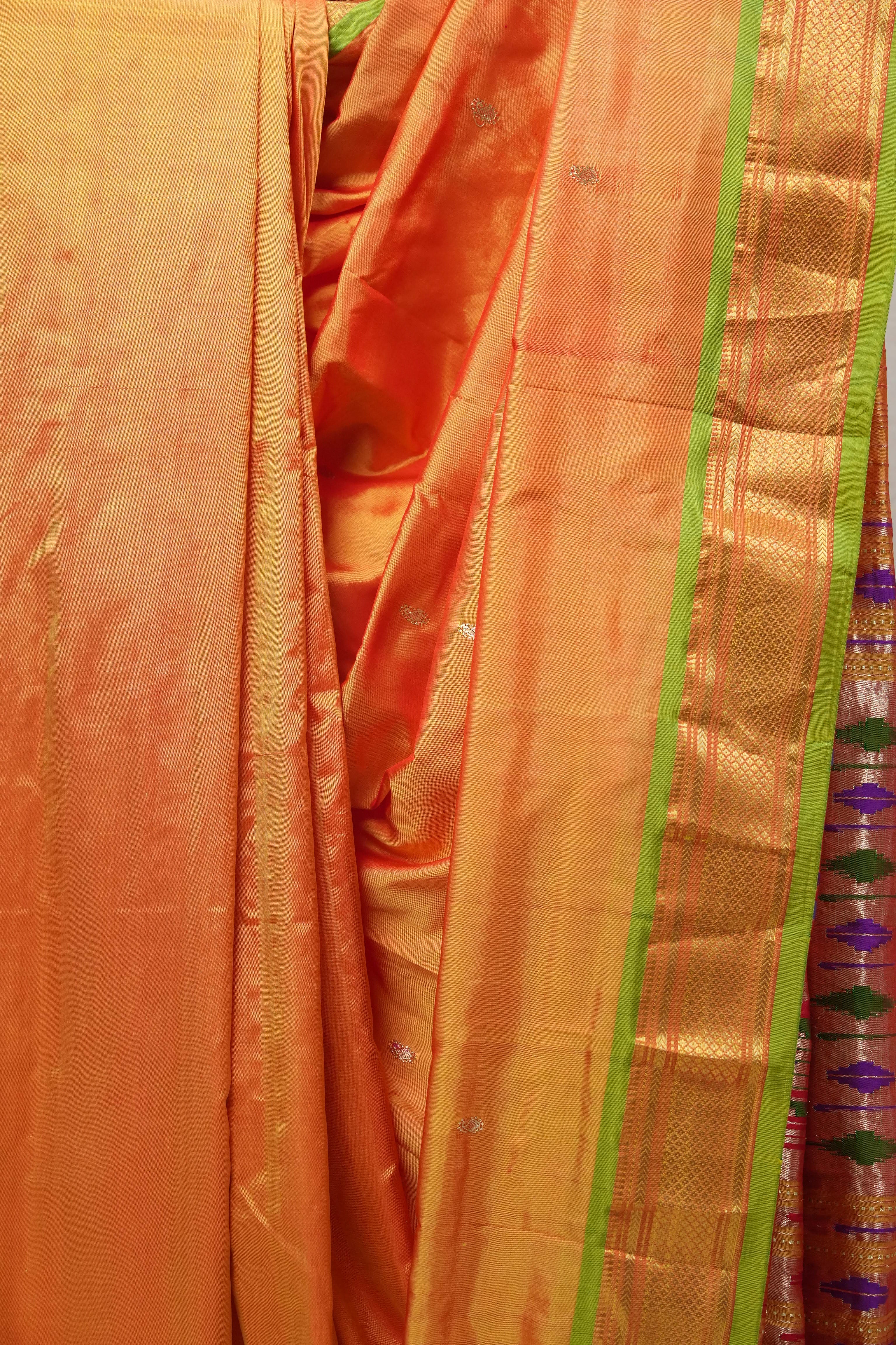 Orange Silk Paithani Saree - SROSPS668