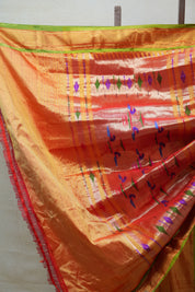 Orange Silk Paithani Saree - SROSPS668