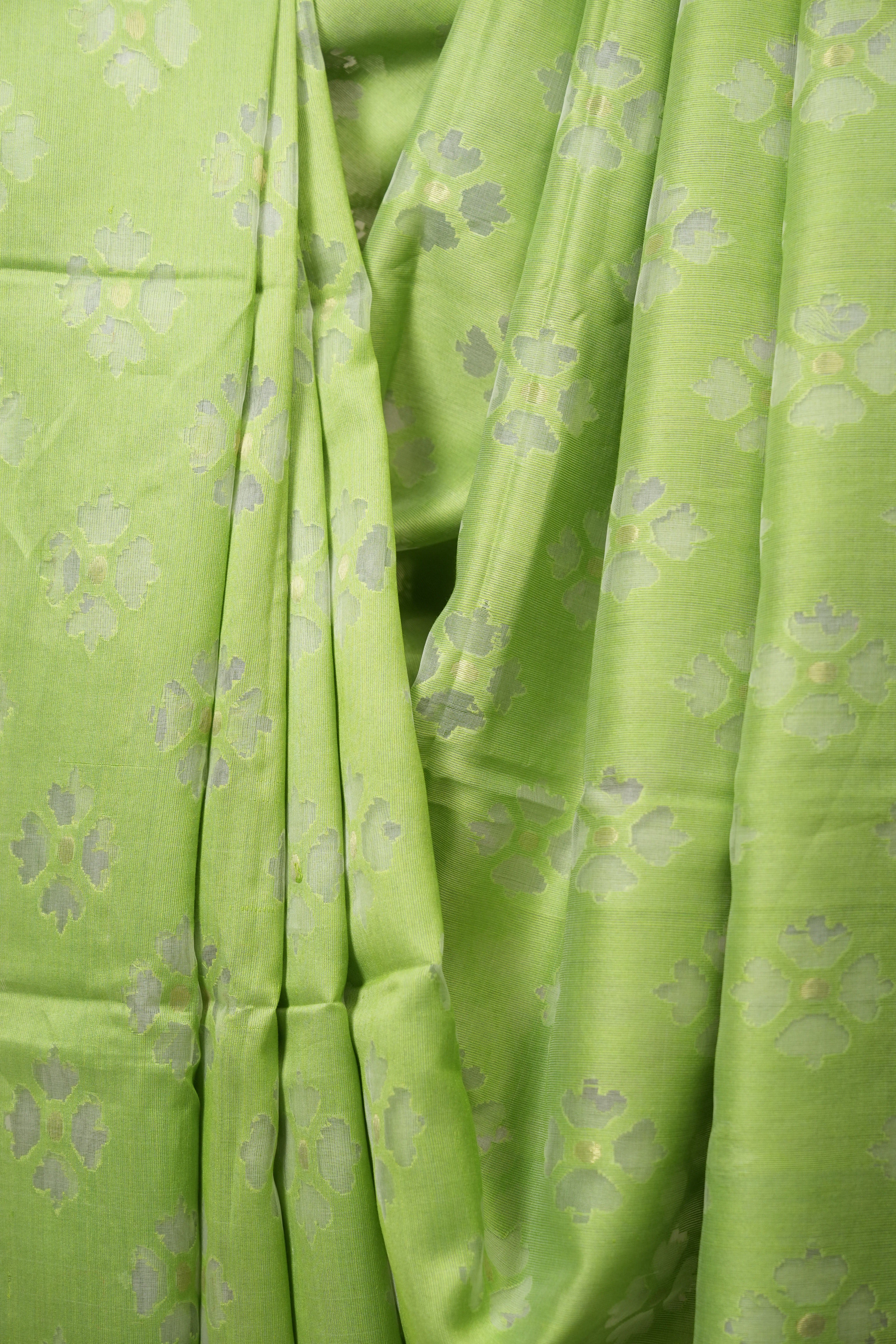 Green Bengal Cotton Silk Jamdani Saree - SRBCSJS01