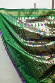 Dark Green Silk Paithani Saree - SRDGSPS669
