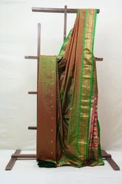 Two Tone Green Silk Paithani Saree - SRTTGSPS678