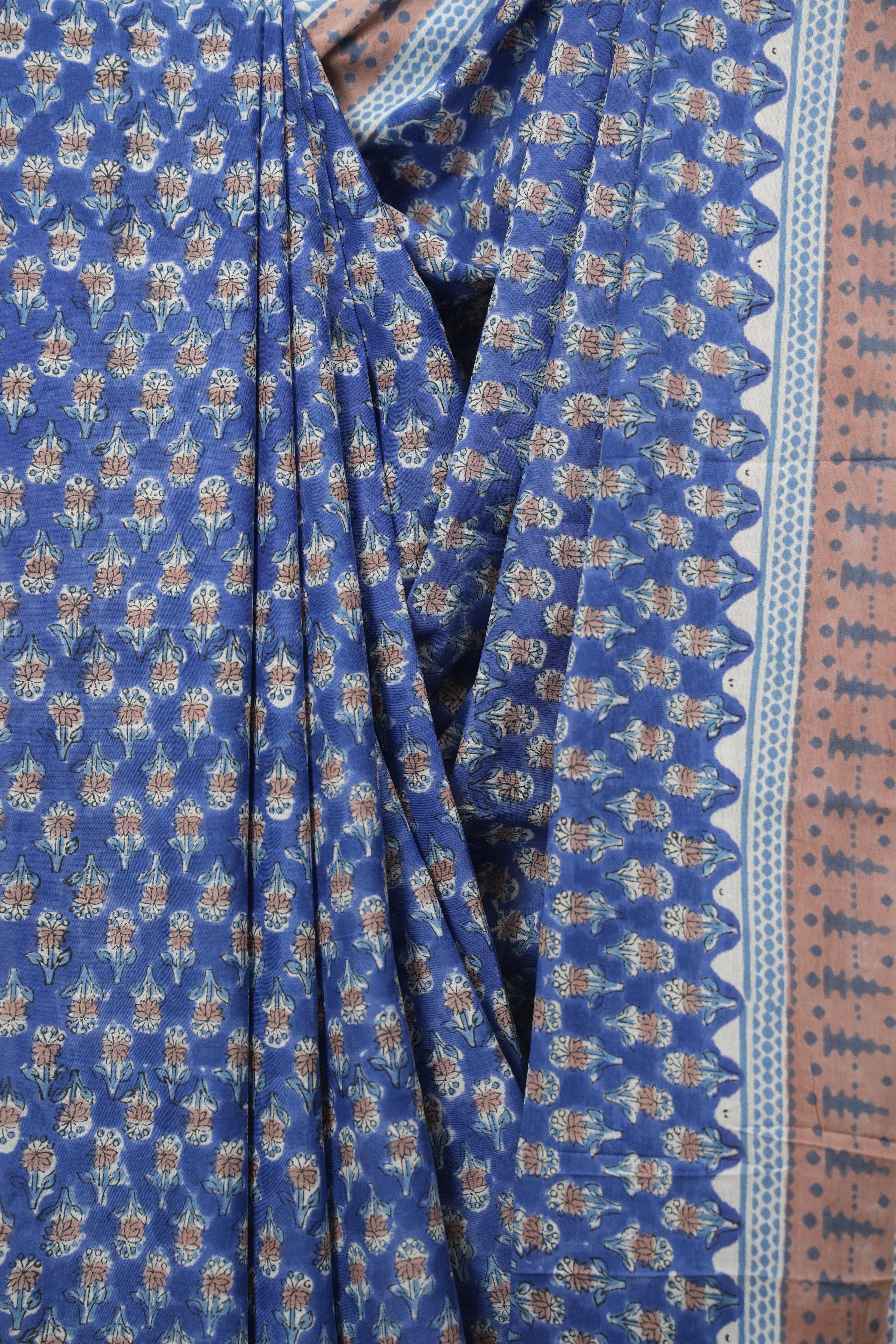 Blue HBP Cotton Saree - SRBCS3750