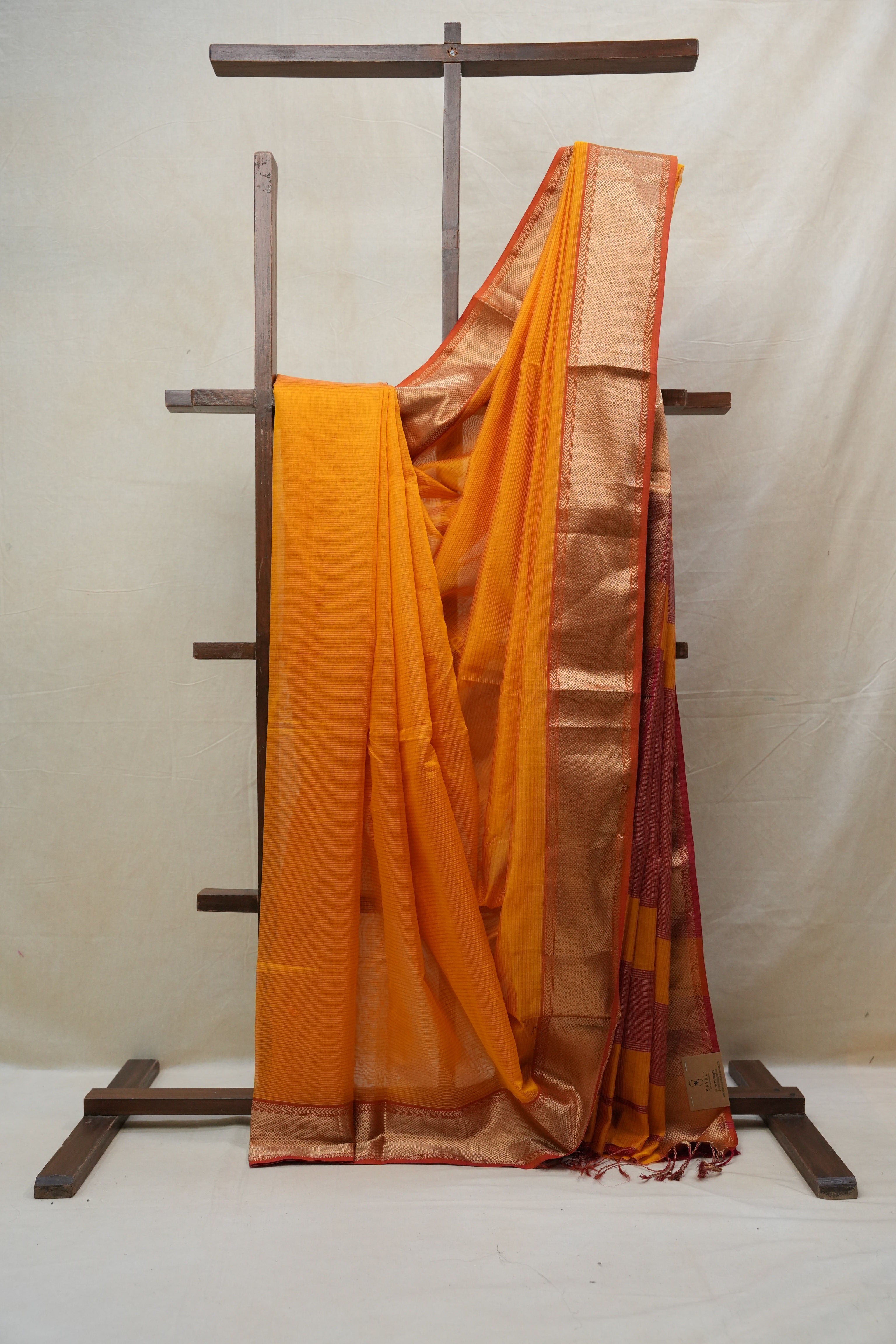 Orange Maheshwari Tissue Saree - SROMTS583