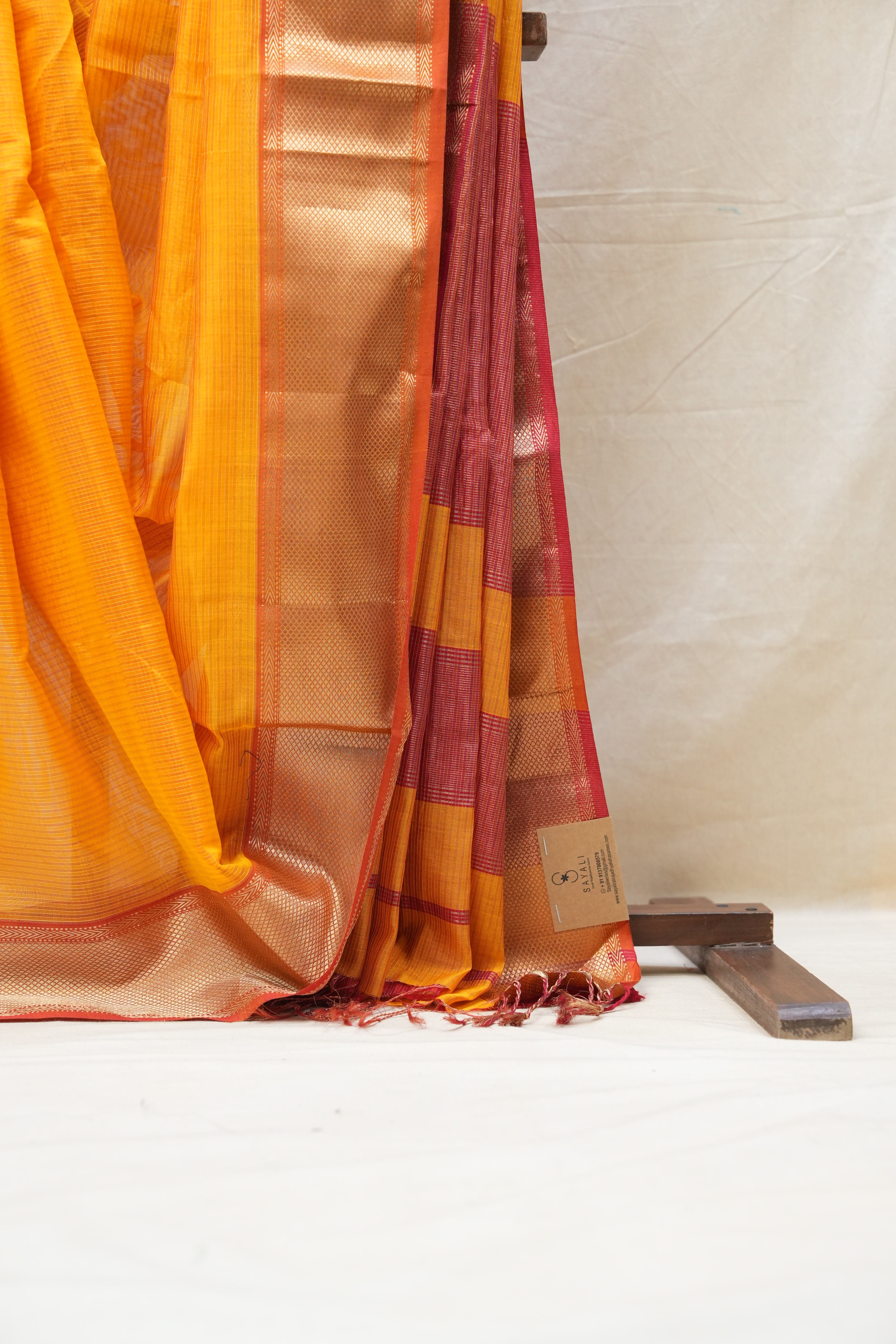 Orange Maheshwari Tissue Saree - SROMTS583