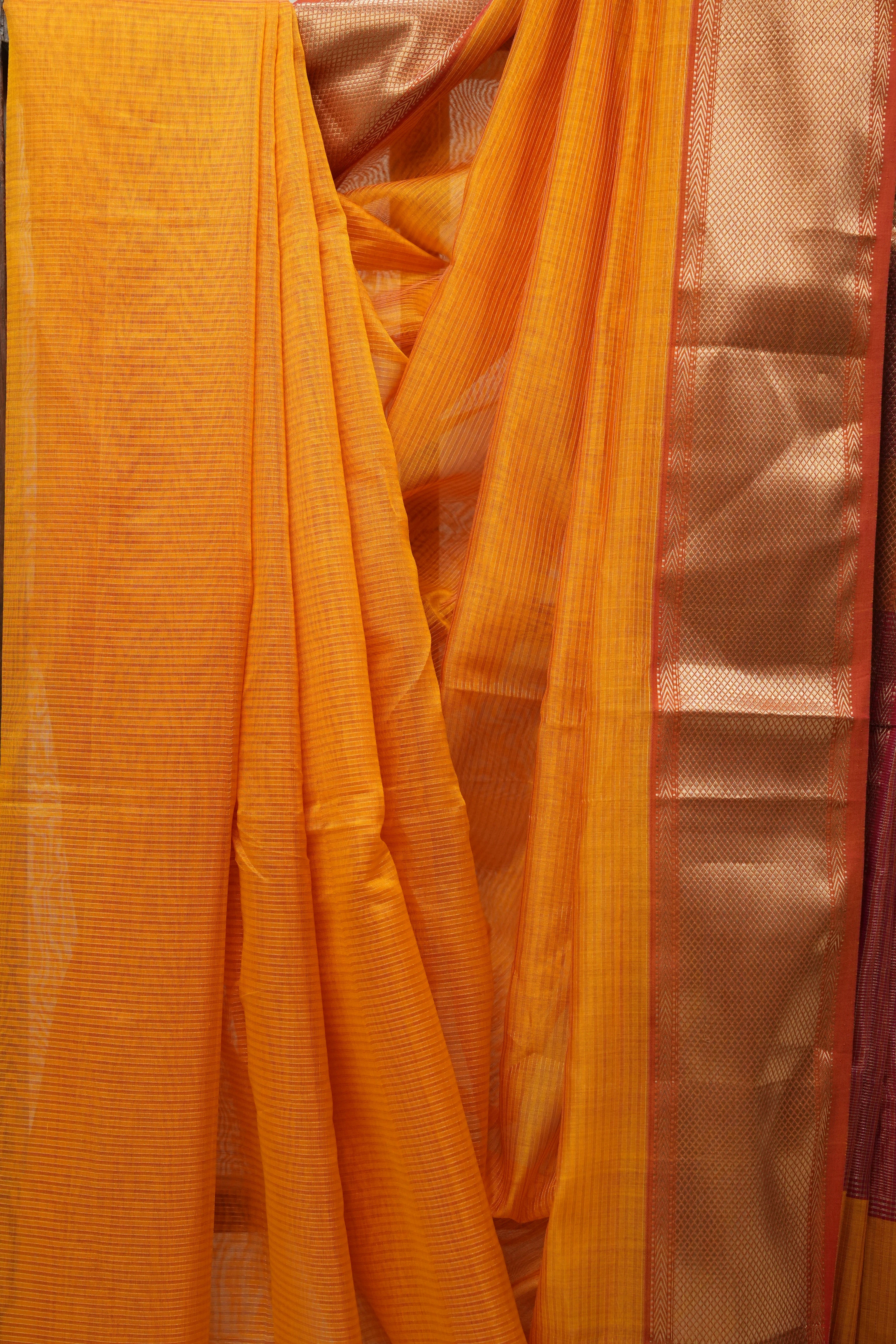 Orange Maheshwari Tissue Saree - SROMTS583