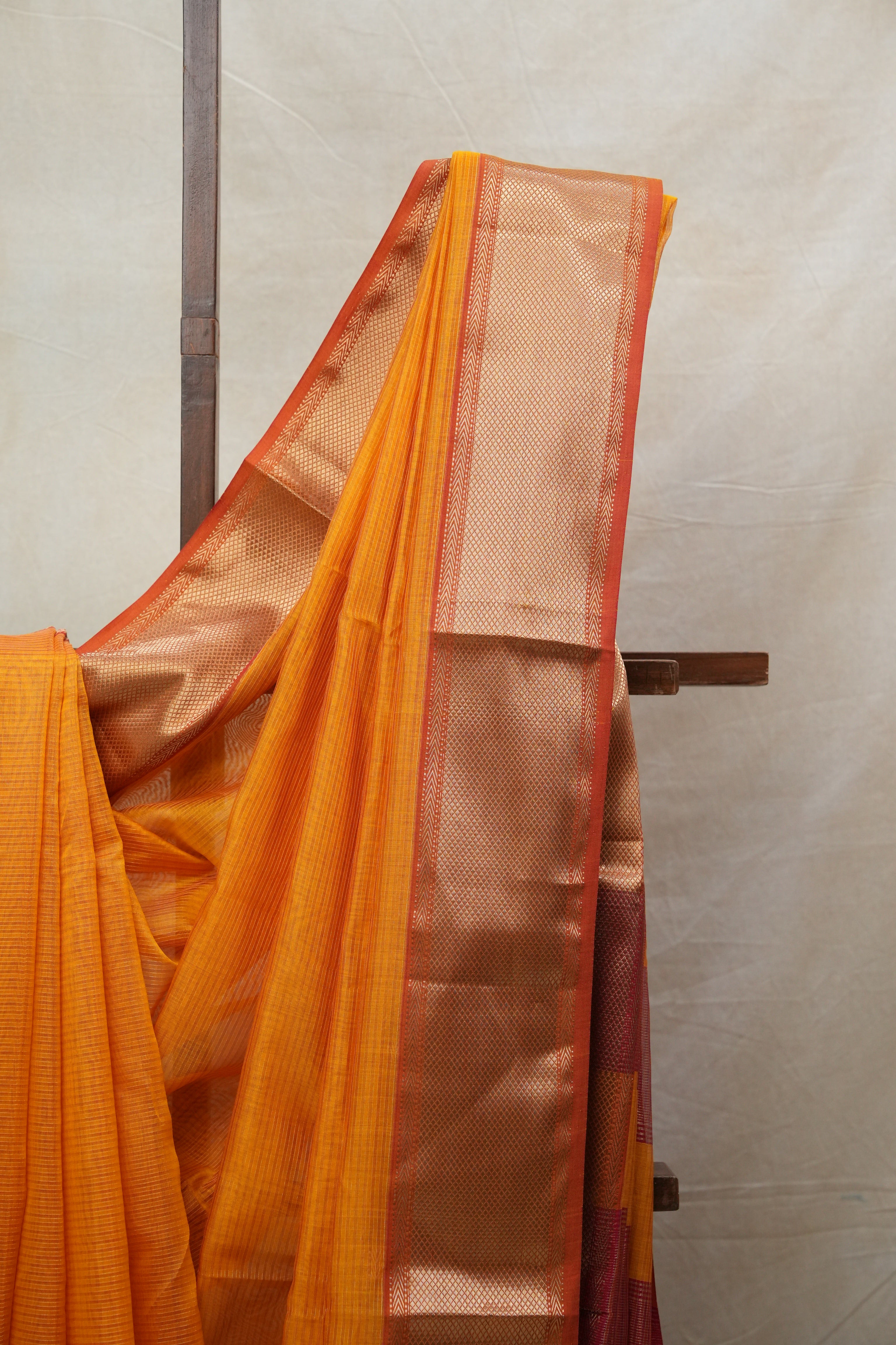 Orange Maheshwari Tissue Saree - SROMTS583