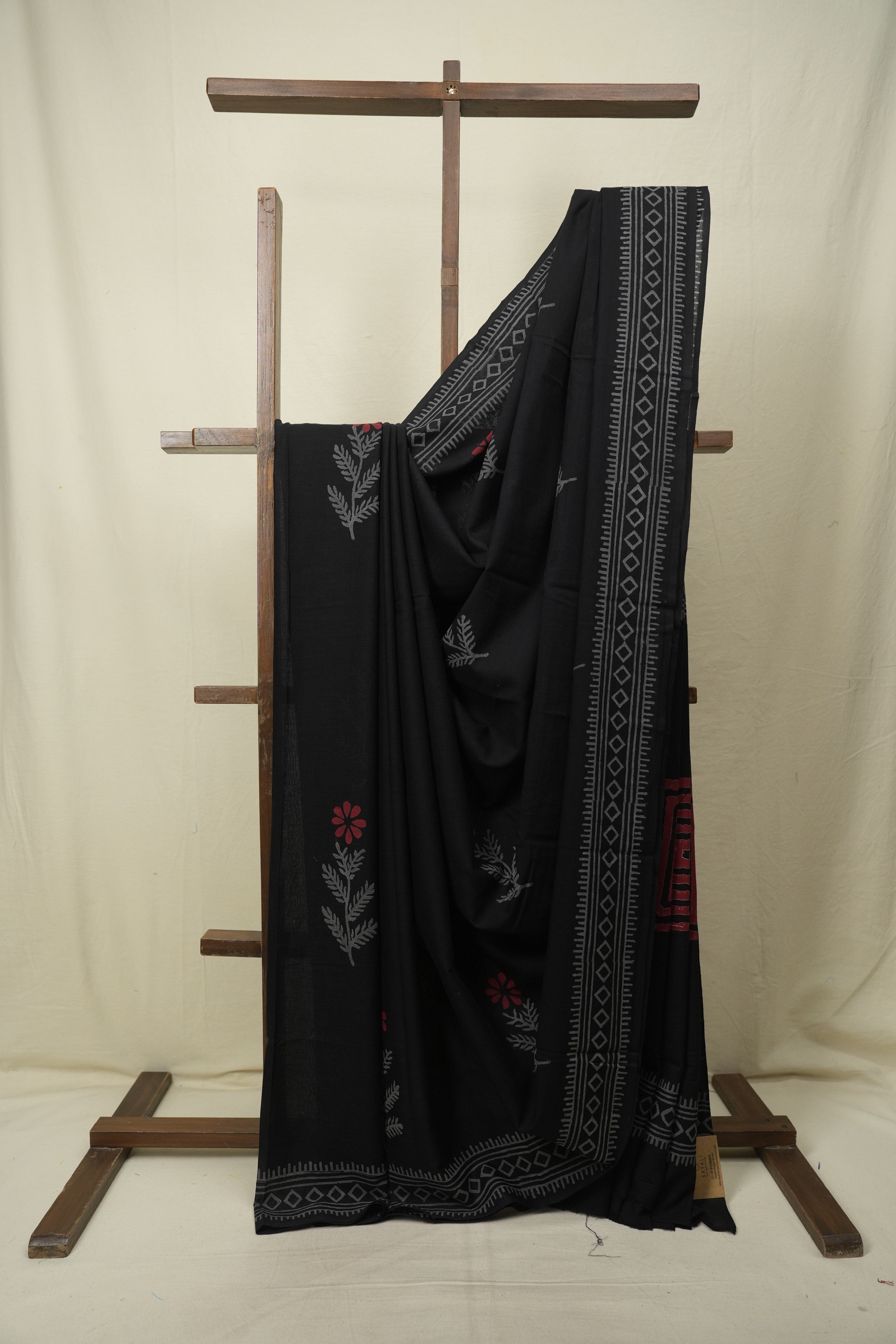 Black HBP Cotton Saree - SRBCS3584