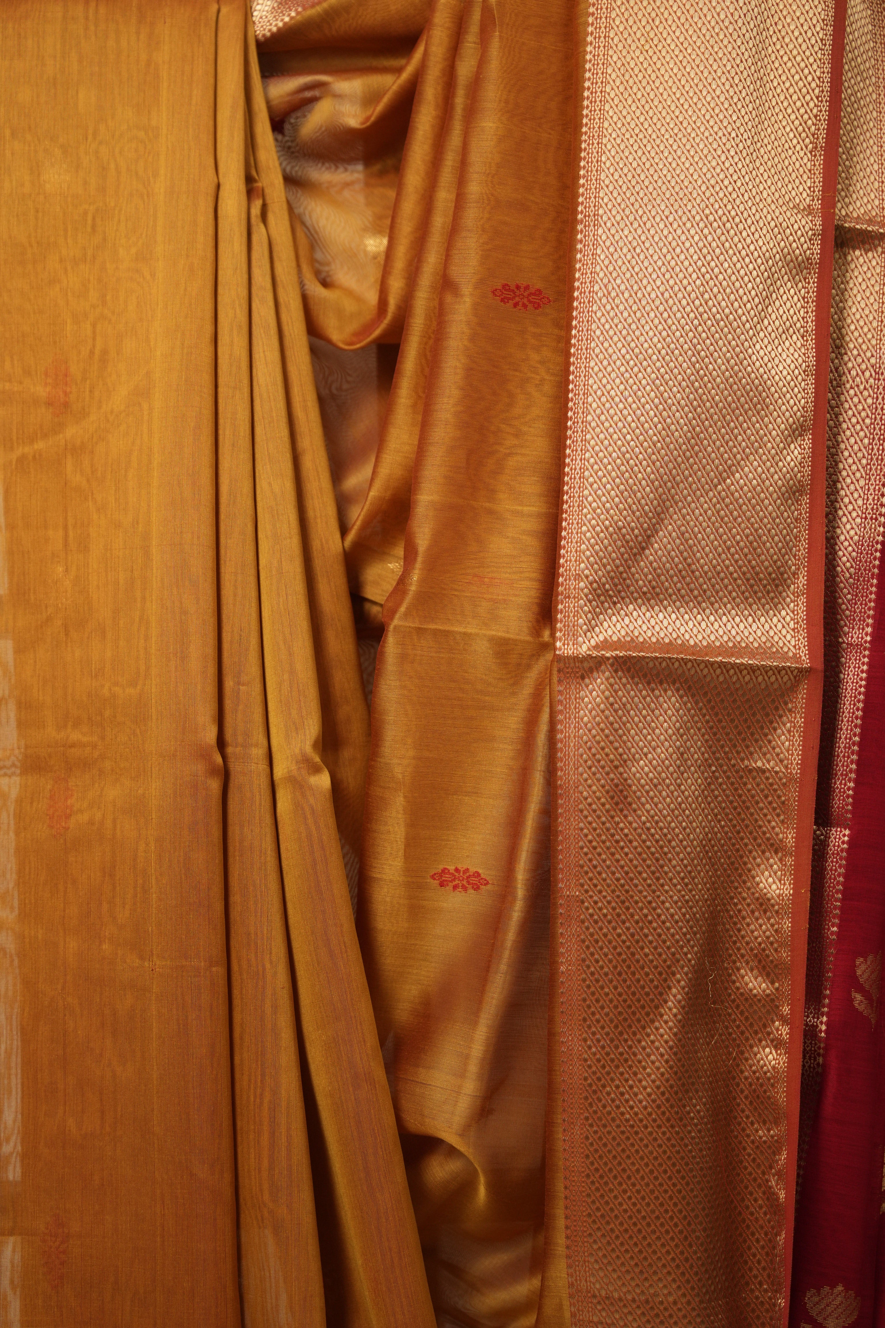 Mustard Maheshwari Saree - SRMMS860