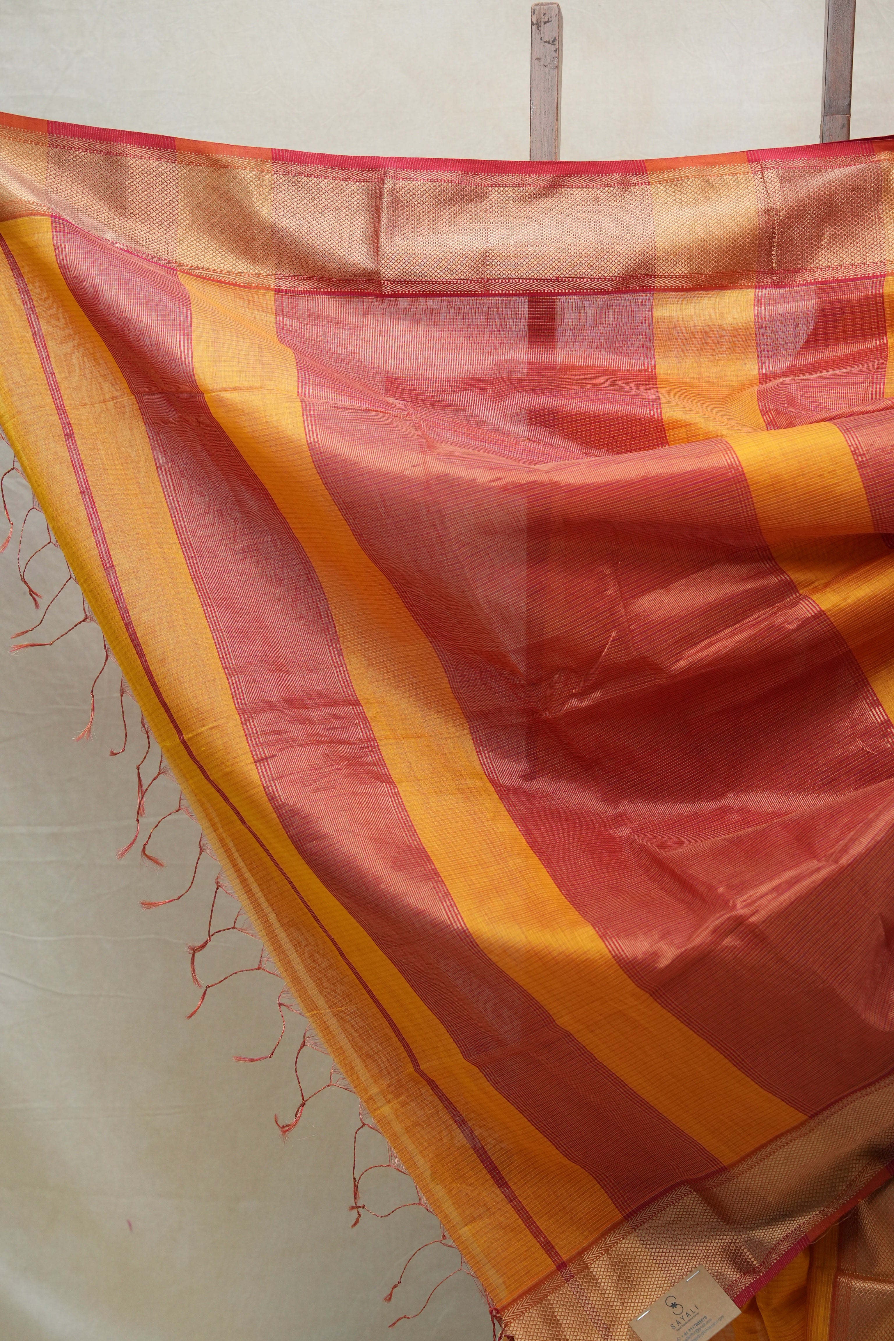 Orange Maheshwari Tissue Saree - SROMTS581