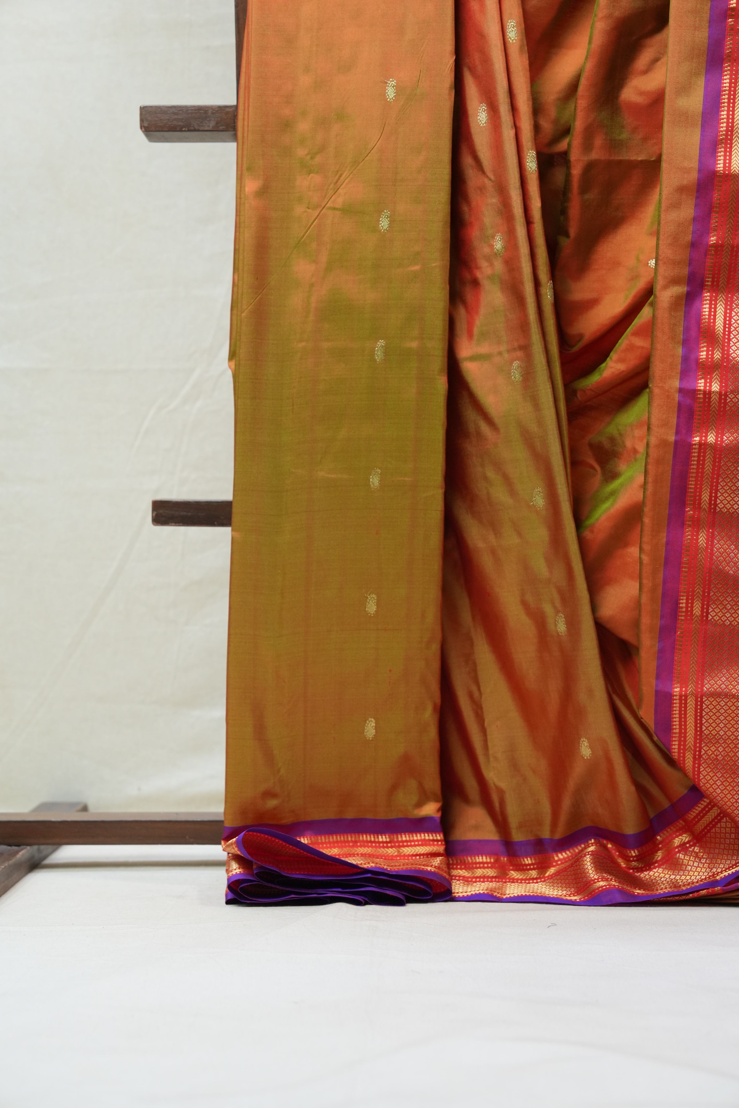 Two Tone Green Silk Paithani Saree - SRTTGSPS676