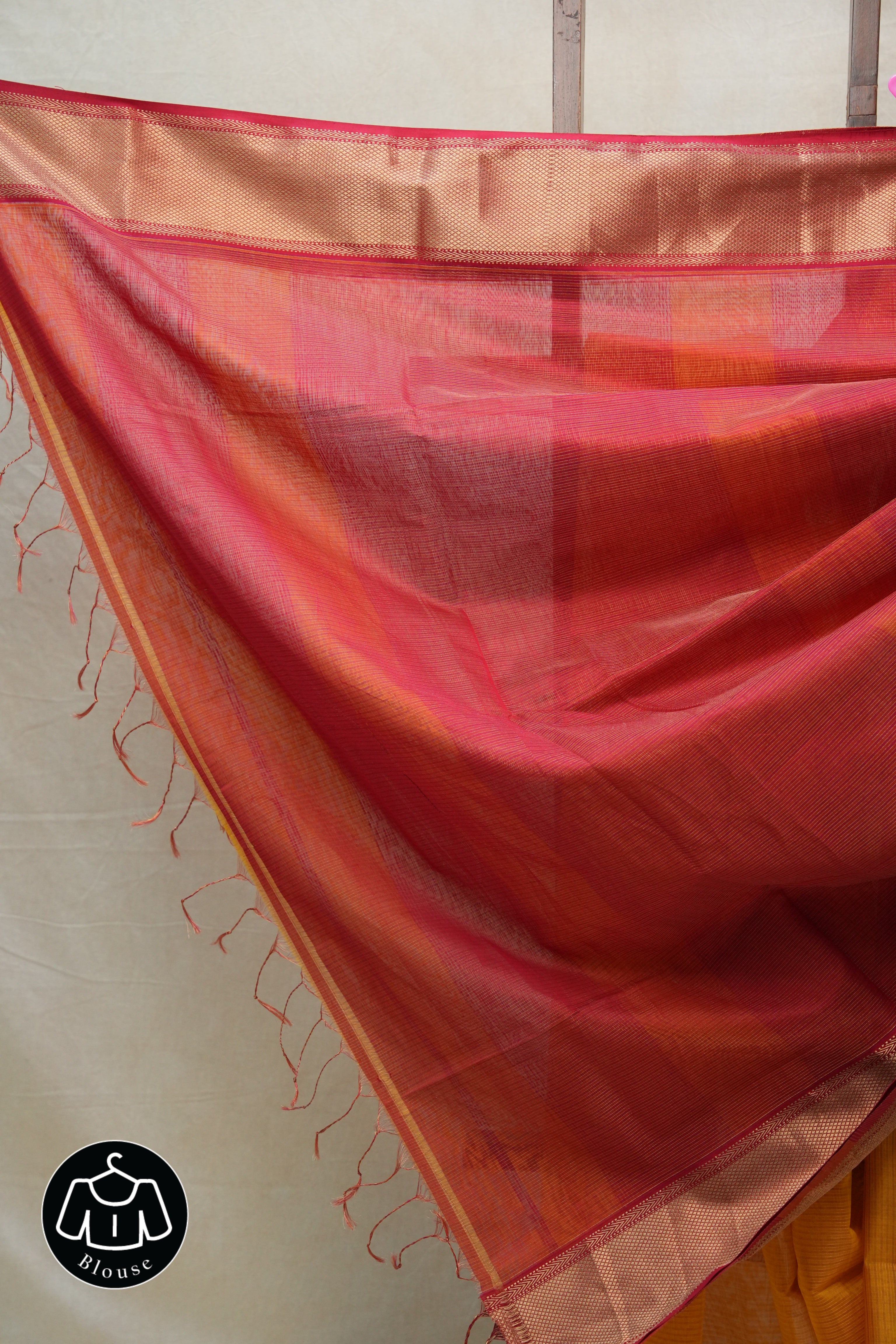 Orange Maheshwari Tissue Saree - SROMTS581