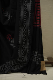 Black HBP Cotton Saree - SRBCS3584