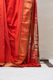 Red Silk Paithani Saree - SRRSPS657