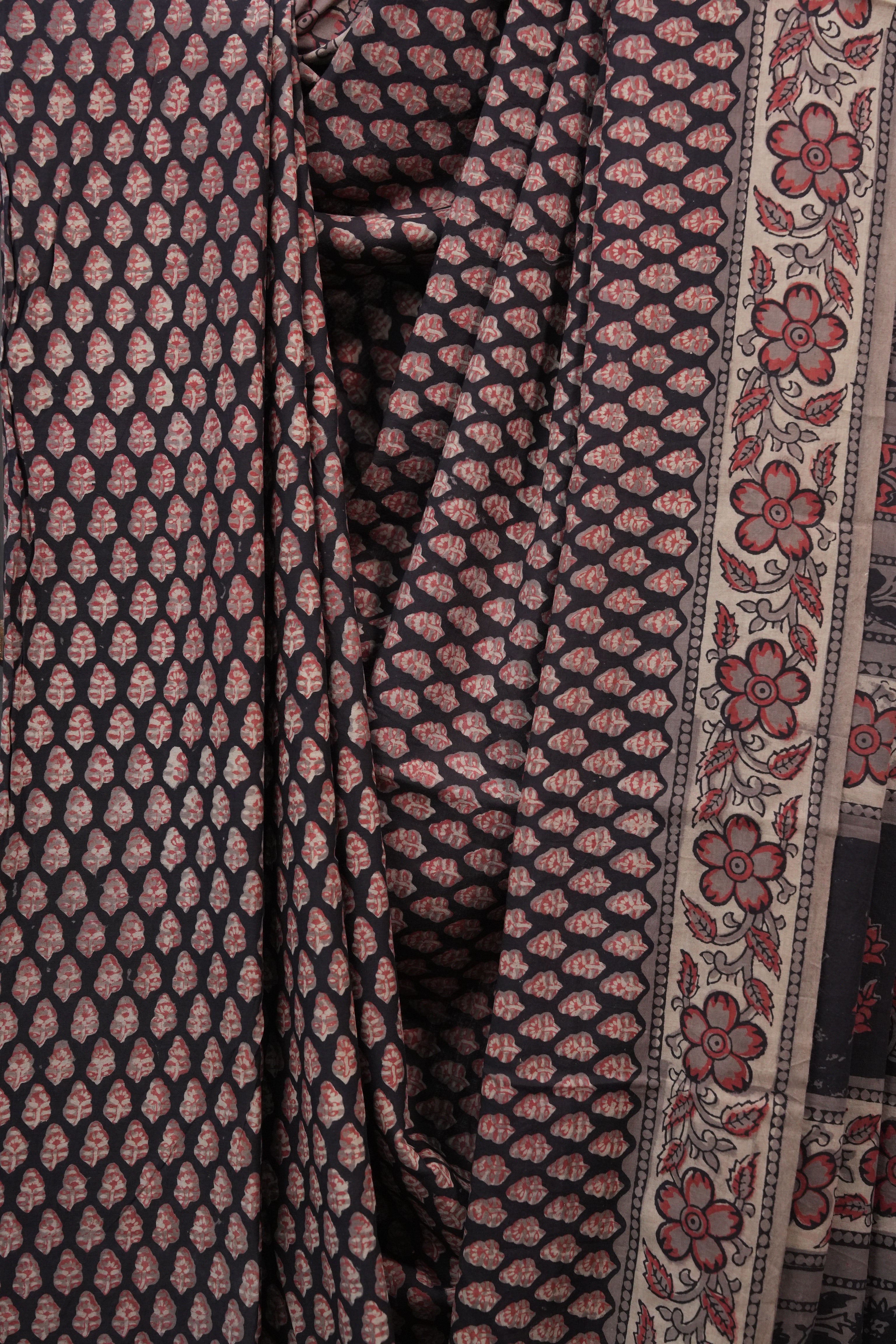 Black HBP Cotton Saree - SRBCS2437