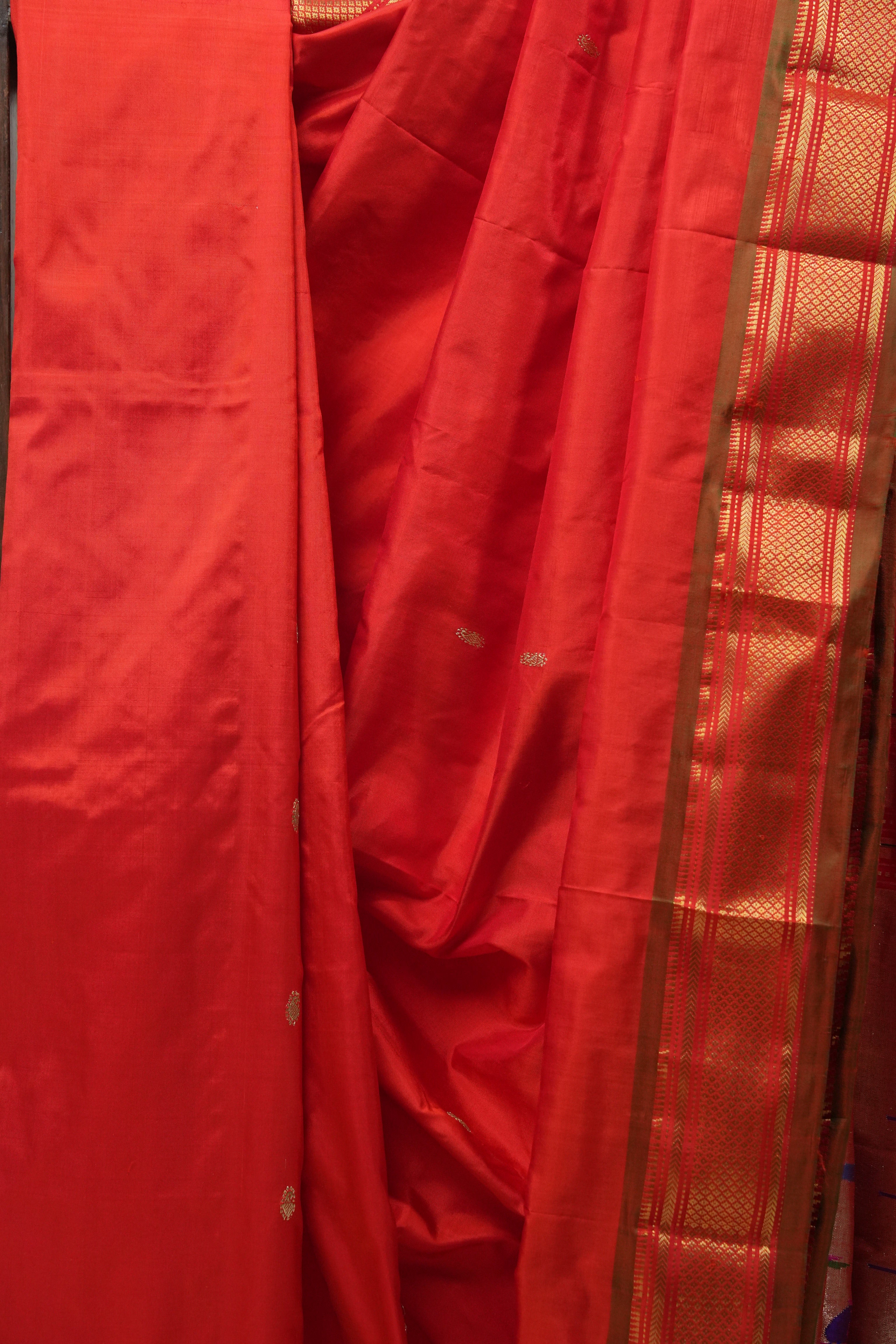 Red Silk Paithani Saree - SRRSPS657