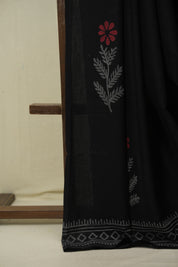 Black HBP Cotton Saree - SRBCS3584