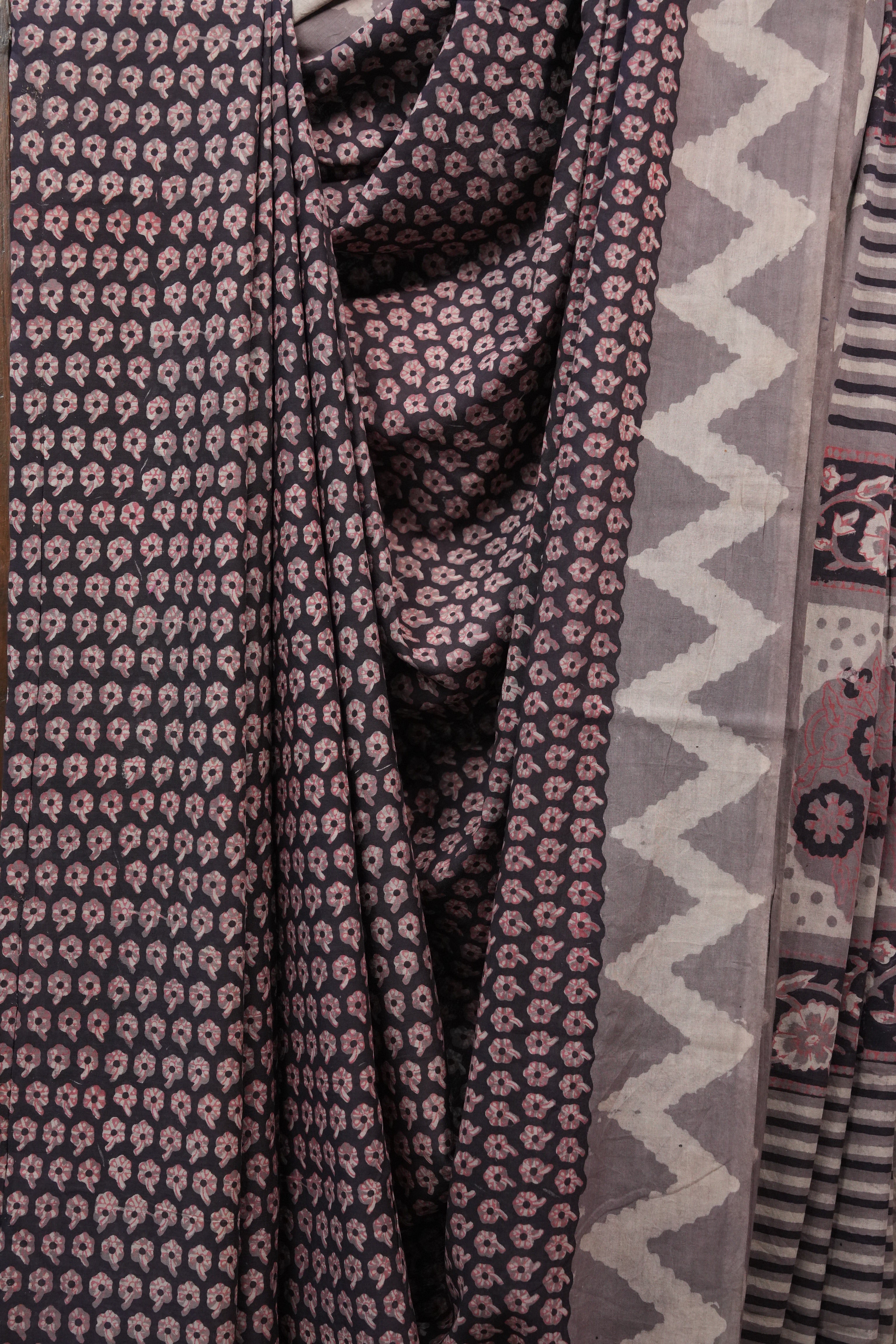 Black HBP Cotton Saree - SRBCS2440