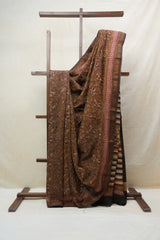 Brown HBP Cotton Silk Saree With Maheshwari Border - SRBCSS1199