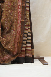 Brown HBP Cotton Silk Saree With Maheshwari Border - SRBCSS1199