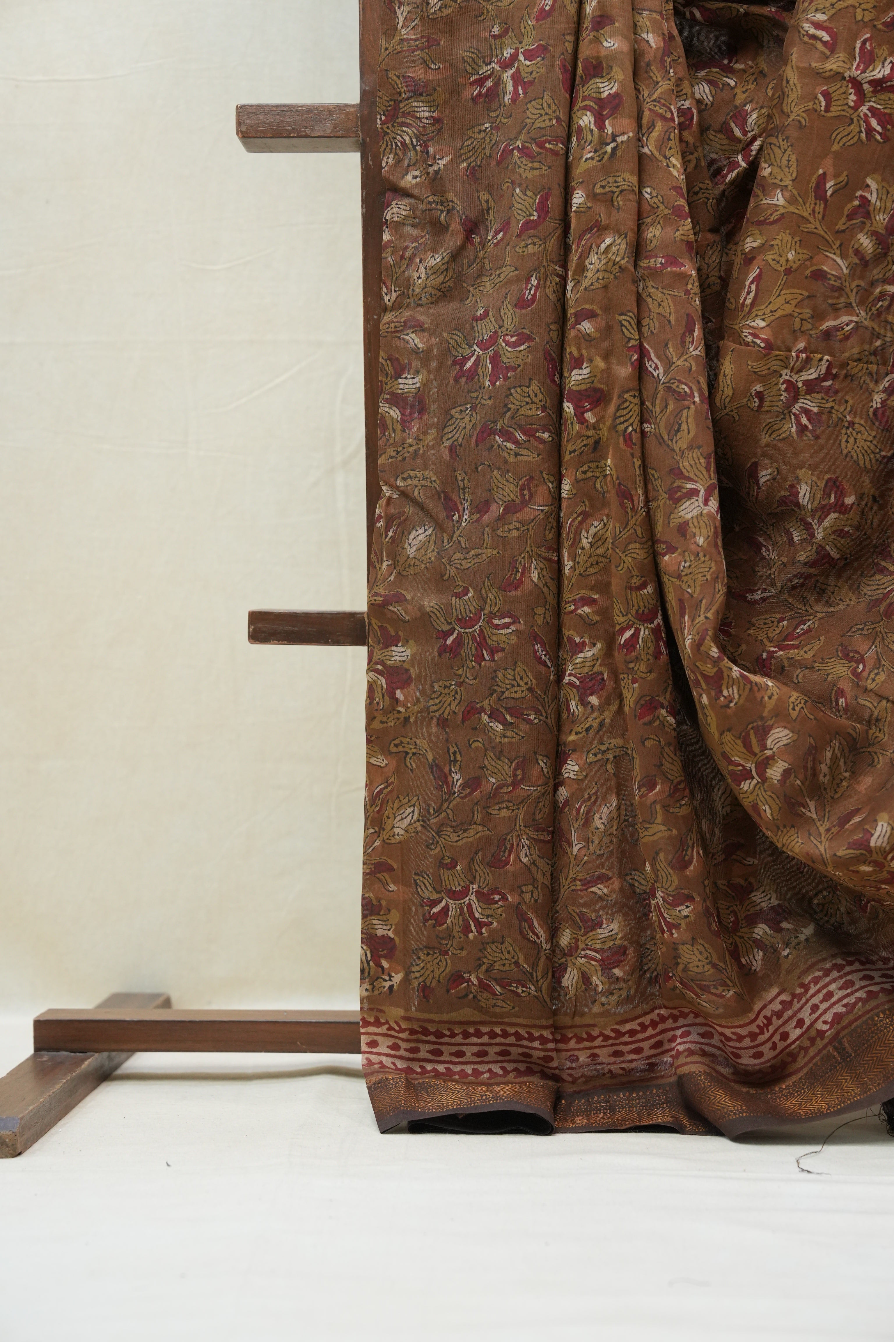 Brown HBP Cotton Silk Saree With Maheshwari Border - SRBCSS1199
