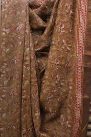Brown HBP Cotton Silk Saree With Maheshwari Border - SRBCSS1199