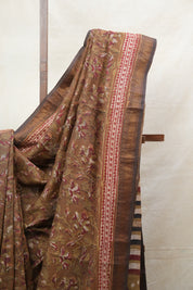 Brown HBP Cotton Silk Saree With Maheshwari Border - SRBCSS1199