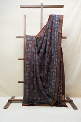 Maroon HBP Cotton Silk Saree With Maheshwari Border - SRMCSS1202