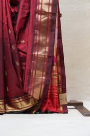 Maroon Silk Paithani Saree - SRMSPS662