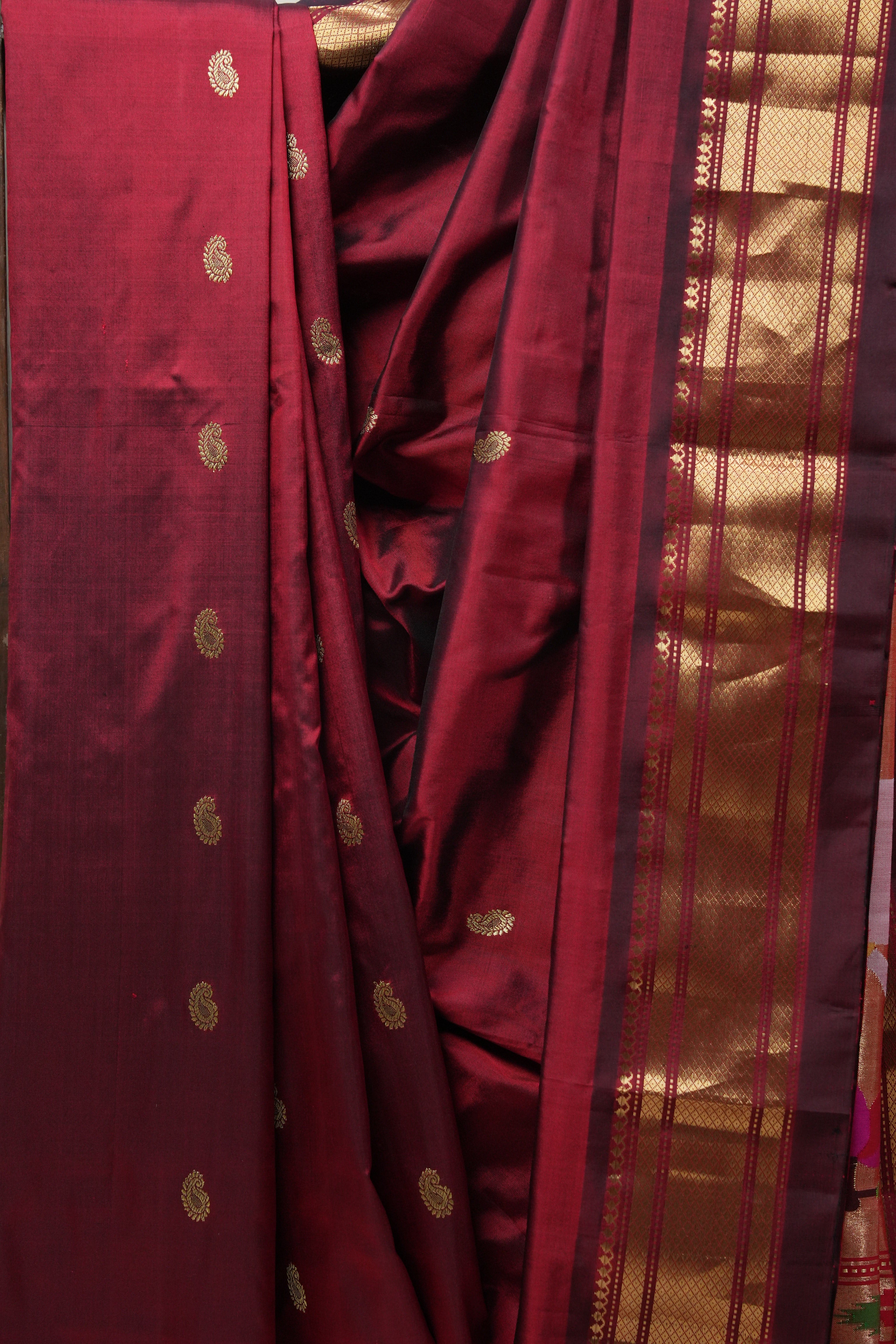 Maroon Silk Paithani Saree - SRMSPS662