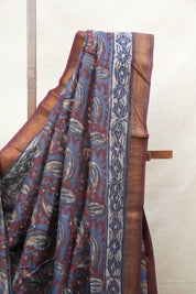 Maroon HBP Cotton Silk Saree With Maheshwari Border - SRMCSS1202