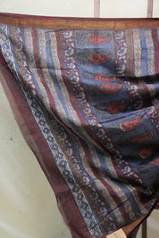 Maroon HBP Cotton Silk Saree With Maheshwari Border - SRMCSS1202