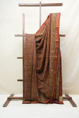 Maroon HBP Cotton Silk Saree With Maheshwari Border - SRMCSS1201