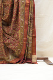 Maroon HBP Cotton Silk Saree With Maheshwari Border - SRMCSS1201