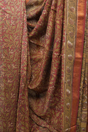 Maroon HBP Cotton Silk Saree With Maheshwari Border - SRMCSS1201