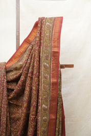 Maroon HBP Cotton Silk Saree With Maheshwari Border - SRMCSS1201