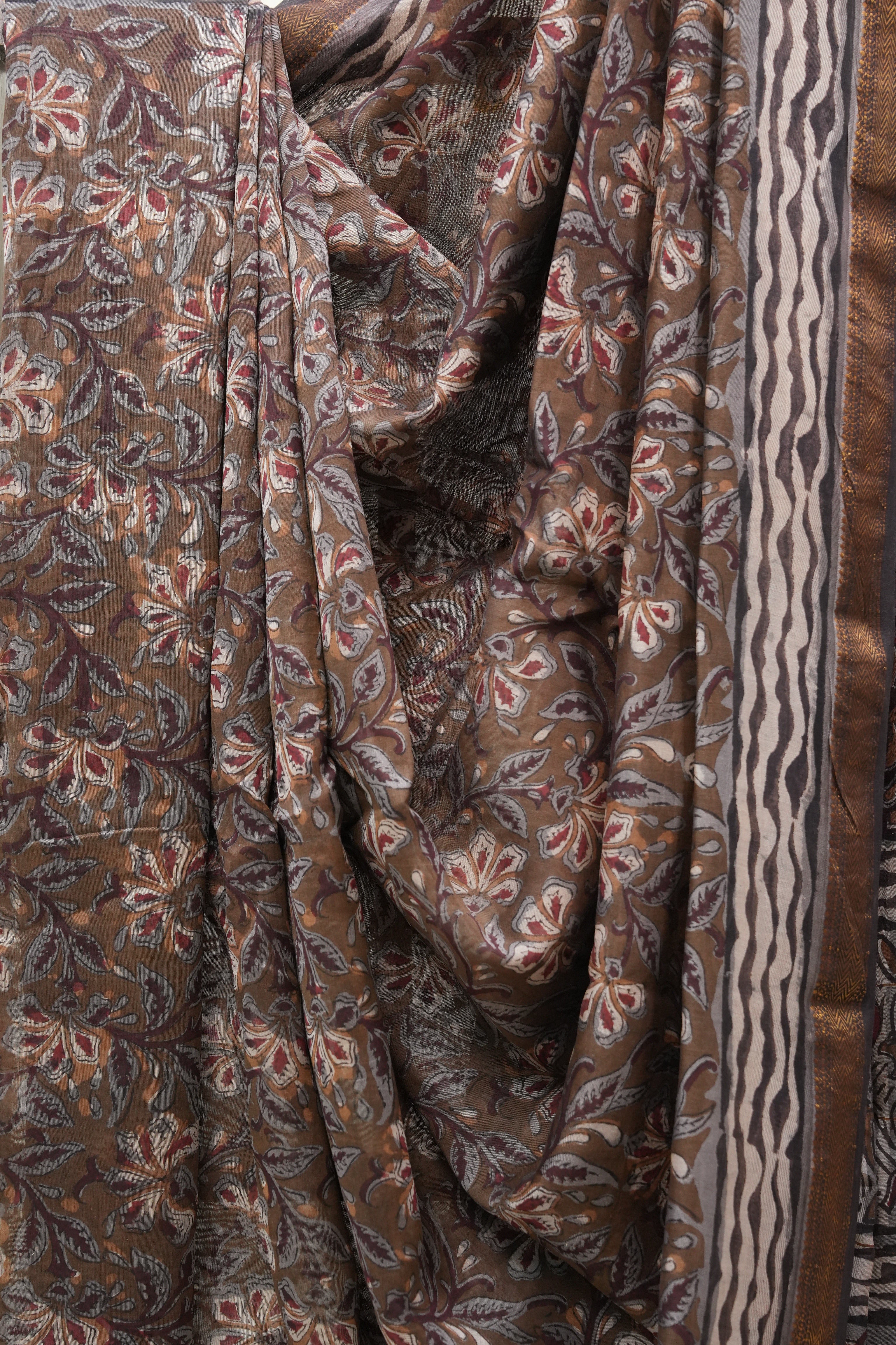 Coffee Brown HBP Cotton Silk Saree With Maheshwari Border - SRCBCSS1210