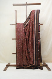 Brown HBP Cotton Silk Saree With Maheshwari Border - SRBCSS1200