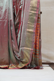 Two Tone Green Silk Paithani Saree - SRTTGSPS643
