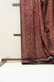 Brown HBP Cotton Silk Saree With Maheshwari Border - SRBCSS1200