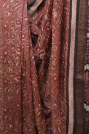 Brown HBP Cotton Silk Saree With Maheshwari Border - SRBCSS1200