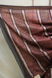 Brown HBP Cotton Silk Saree With Maheshwari Border - SRBCSS1200