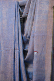 Aqua Blue Copper Tissue Linen Jamdani Saree With Tassels - SRABCTLJS129