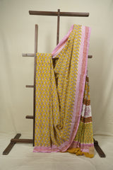 Yellow HBP Cotton Saree - SRYCS3748