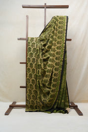 Moss Green HBP Cotton Silk Saree With Chanderi Border - SRMGCSS1218