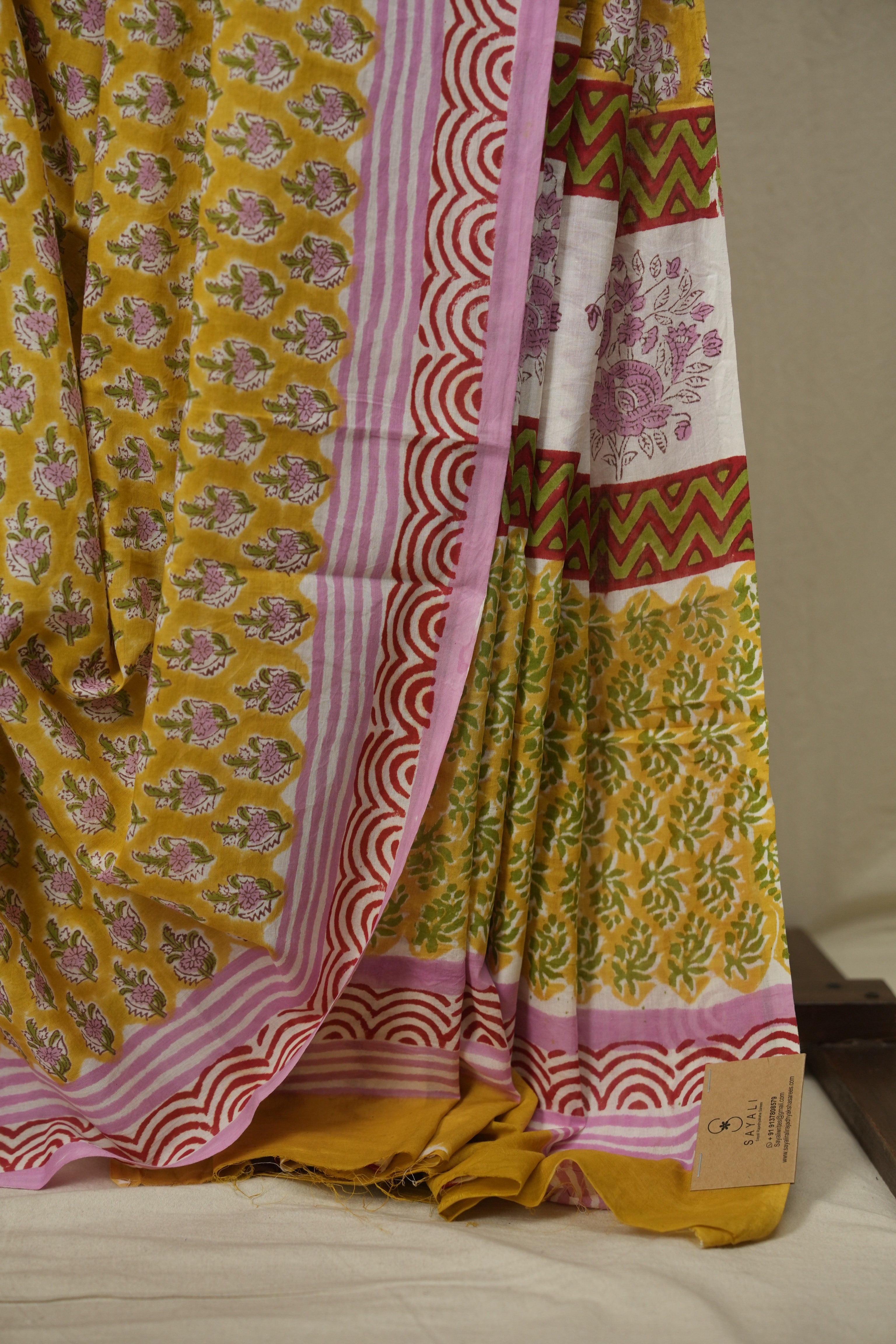 Yellow HBP Cotton Saree - SRYCS3748