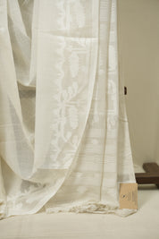 White Bengal Mul Cotton Saree - SRWBMCS080