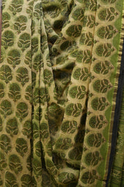 Moss Green HBP Cotton Silk Saree With Chanderi Border - SRMGCSS1218