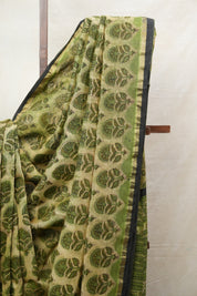 Moss Green HBP Cotton Silk Saree With Chanderi Border - SRMGCSS1218